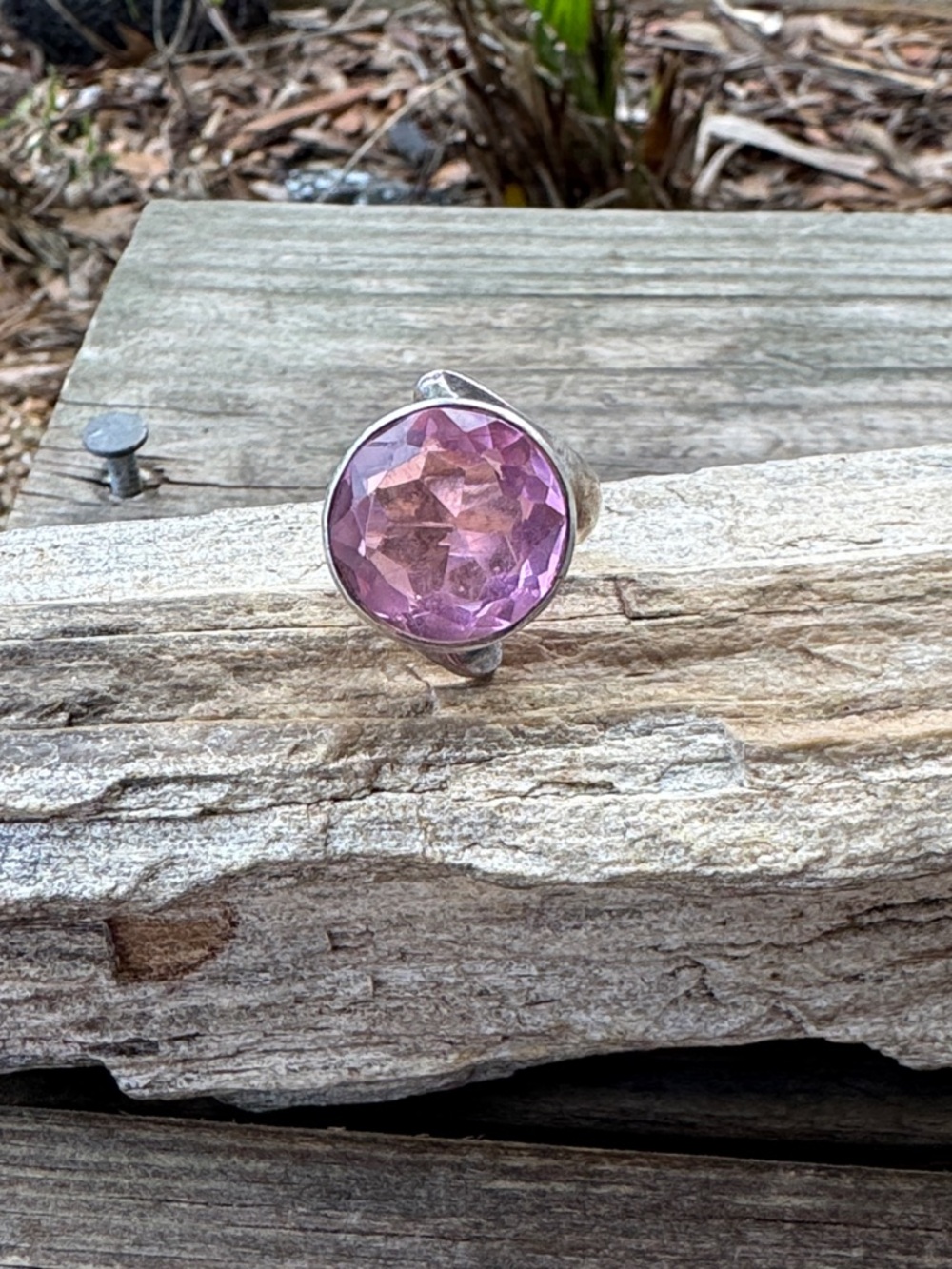 Sterling SIlver Ring with Pink Ice